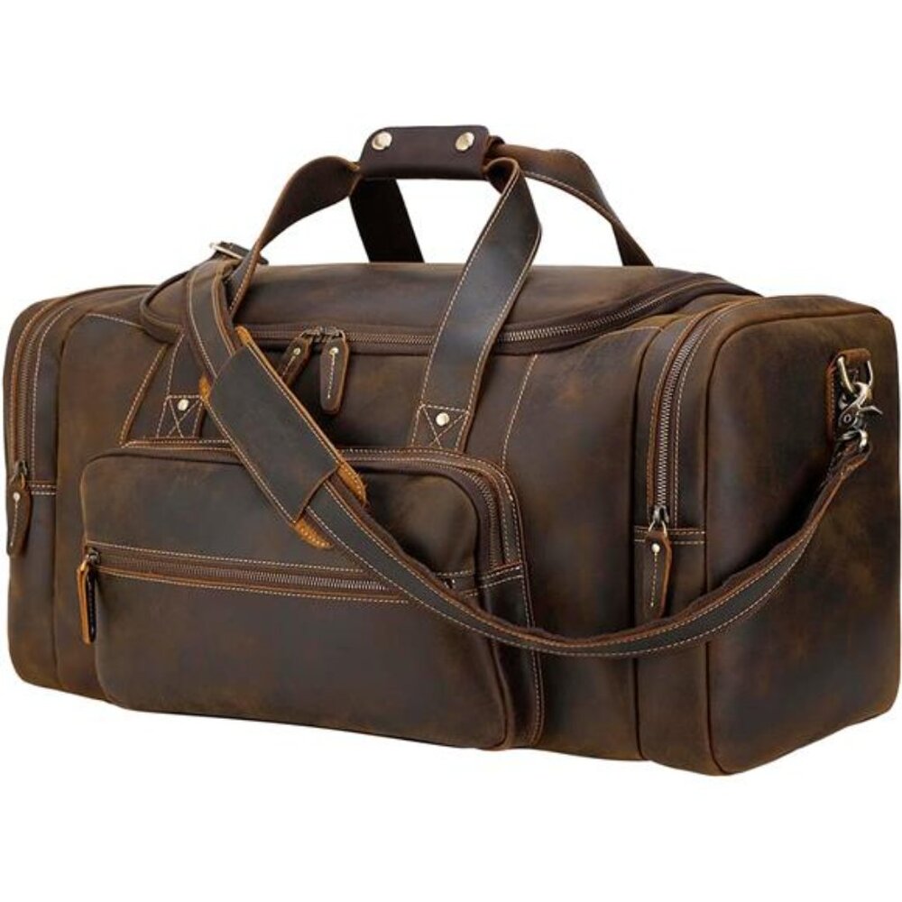 23" Full Grain Cowhide Leather Gym Duffle Weekender Overnight Travel